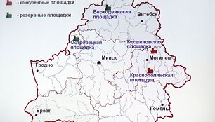 Planuojamos vietos atominėms elektrinėms Baltarusijoje. I&scaron; keturių variantų pasirinktas Astravas