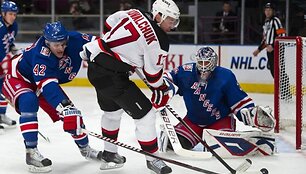&bdquo;Devils&ldquo; &ndash; &bdquo;Rangers&ldquo; rungtynių akimirka