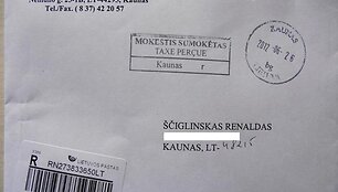I&scaron; anstolės S.Vaicekauskienės R.&Scaron;čiglinsko gautas įspėjimas dėl skolos