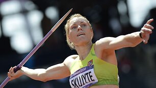 Austra Skujytė ieties metimo rungtyje.