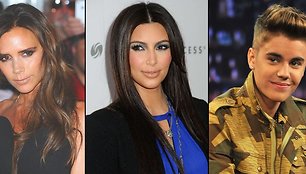 Victoria Beckham, Kim Kardashian ir Justinas Bieberis