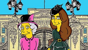 Karalienė Elizabeth II ir Kembridžo hercogienė Catherine perkeltos į „Simpsonų“ pasaulį