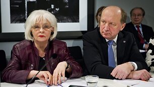 Islandijos ministrė pirmininkė Johanna Sigurdardottir ir Lietuvos ministras pirmininkas Andrius Kubilius &Scaron;iaurės regiono ateities forume Stokholme
