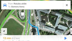 Kadras iš „Google Maps Navigation“ 