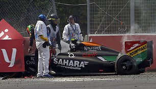 Felipe Massos ir Sergio Perezo avarija Kanados F-1 lenktynėse