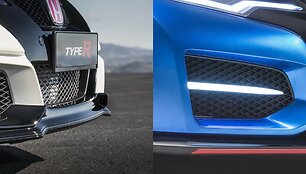 &bdquo;Honda Civic Type-R&ldquo;: serijinis modelis (kairėje) prie&scaron; konceptą (de&scaron;inėje)