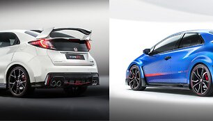 &bdquo;Honda Civic Type-R&ldquo;: serijinis modelis (kairėje) prie&scaron; konceptą (de&scaron;inėje)