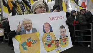 Mitingo dalyvių plakatai