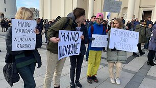 Protestuotojai prie&scaron; &Scaron;eimų sąjūdį