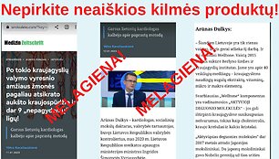 Sukčių naudojamas A.Dulkio atvaizdas