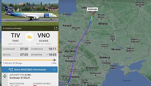 Institucijos: virš Baltarusijos į Vilnių skridęs Juodkalnijos lėktuvas nepažeidė sankcijų