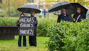 Panevėžys prisijungė prie visos Lietuvos kultūros streiko: protestas surengtas Senvagės saloje