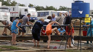 Ukrainiečių pabėgėlių stovykla &scaron;alia Rusijos Donecko miesto