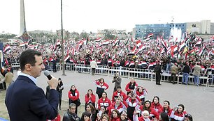 Basharas al Assadas kalba prie&scaron; minią