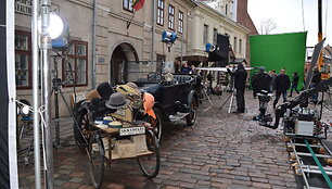 Reklamos filmavimo akimirka