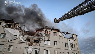 Dronų atakos Charkive padariniai