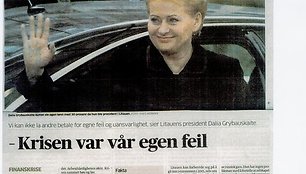 Dalios Grybauskaitės interviu Norvegijos dienraščiui „Aftenposten“