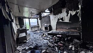 Gaisras suniokojo &scaron;eimos namą Daržininkų kaime