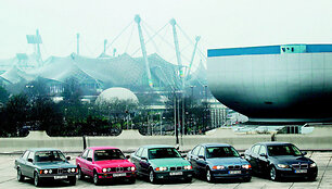 BMW 3 serija (i&scaron; kairės: E21, E30, E36, E46, E90)