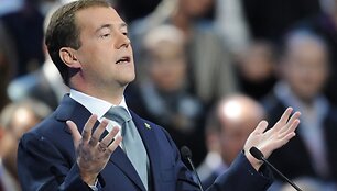 D.Medvedevas ir V.Putinas partijos suvažiavime