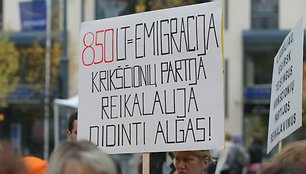 Profsąjungų protesto akimirka