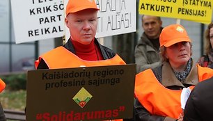 Profsąjungų protesto akimirka