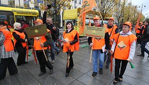 Profsąjungų protesto akimirka