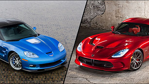 „Chevrolet Corvette ZR-1“ ir „Chrysler SRT Viper GTS“