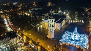 Kalėdų eglė Vilniuje iš paukščio skrydžio