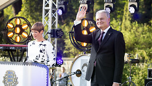 Estijos Nepriklausomybės atkūrimo dienos minėjimas Prezidentūros kiemelyje