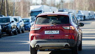 Automobilių eilė į Baltarusiją ties Medininkais