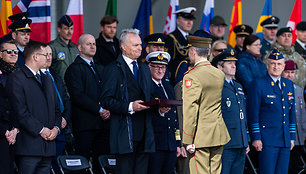 Simbolinio Baltijos oro erdvės rakto perdavimo ceremonija pažyminti NATO oro policijos misijos Baltijos šalyse 20-metį.