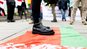 Lietuvoje gyvenančių baltarusių protesto akcija &bdquo;Luka&scaron;enką &ndash; į smulkintuvą&ldquo;
