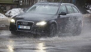 Sniegą Vilniuje keičia balos