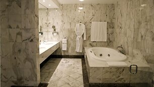 Prezidentinių apartamentų, kuriuose gyveno Lady Gaga, vonios kambarys