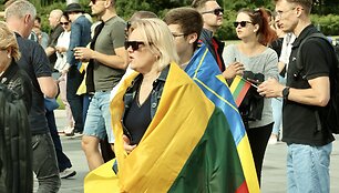 &bdquo;Keliu vėliavą už Ukrainą NATO&ldquo; maratono dalyvių pasitikimas Luki&scaron;kių aik&scaron;tėje