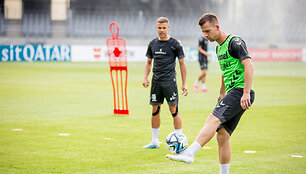 Lietuvos futbolo rinktinės treniruotė prie&scaron; rungtynes su Juodkalnija
