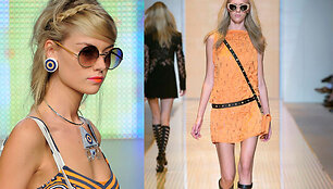 I&scaron; kairės: Holly Fulton, Versace 2013 m. pavasario kolekcijos. 