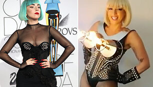Kairėje: Lady Gaga, de&scaron;inėje: antrininkė Donna Marie Trego