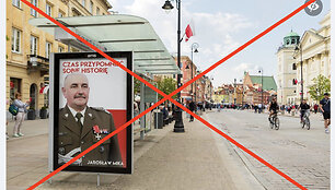 Socialiniuose tinkluose platinami vaizdai su plakatais, esą turinčiais paruošti lenkus karių įvedimui į Ukrainą, yra fotomontažas 