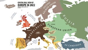 Bulgarų dizainerio Yanko Tsvetskovo sudarytas žemėlapis &ndash; prognozė 2022 metams