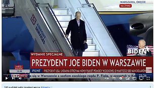Joe Bideno išlipimas iš lėktuvo Varšuvoje