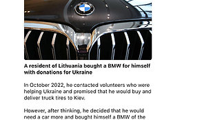 Apie lietuvį, už Ukrainai surinktus pinigus įsigijusį BMW, pranešė ir patys ukrainiečiai