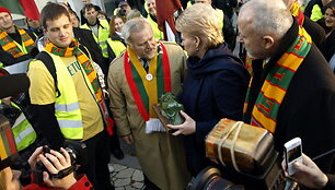 Dalia Grybauskaitė Baltijos &scaron;alių ūkininkų proteste Briuselyje