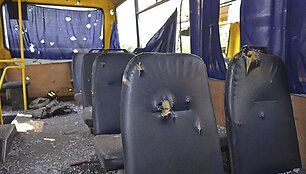 Autobusas Ukrainoje, į kurį pataikė raketa