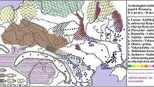 Archeologinės kultūros pagal I.Rusanovą II a. pr.m.e. - II m.e. a.