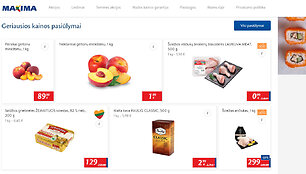 I&scaron;augusios produktų kainos &bdquo;Maximos&ldquo; internetinėje svetainėje
