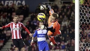 &bdquo;Sunderland&ldquo; ekipos vartininkas belgas Simonas Mignoletas nepraleido įvarčio.