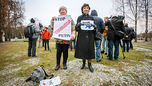 Mitingas prie Rusijos ambasados dėl įvykio Kerčės sąsiauryje