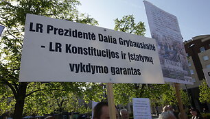 Mitingas prie Seimo dėl w raidės naudojimo pavadinimuose